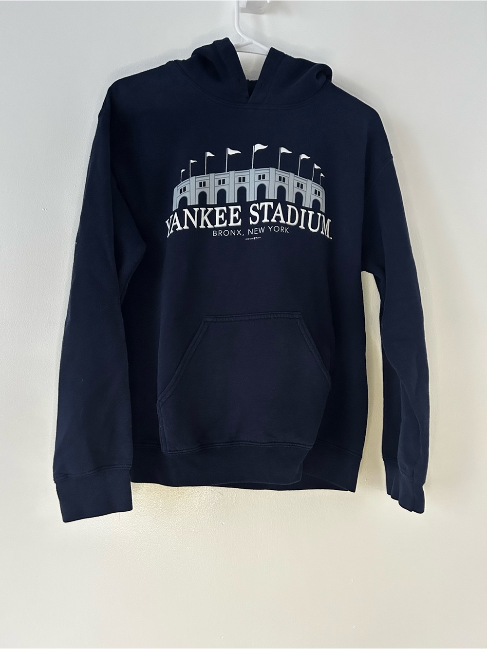 New Era Navy Pullover Hoodie with White Yankee Stadium Graphic